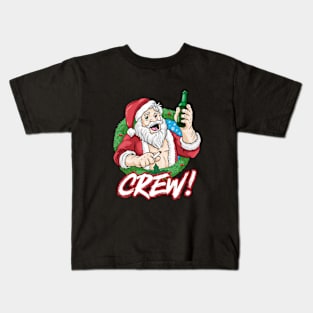 Santa Claus costume drinking Santa Party Crew Christmas Kids T-Shirt